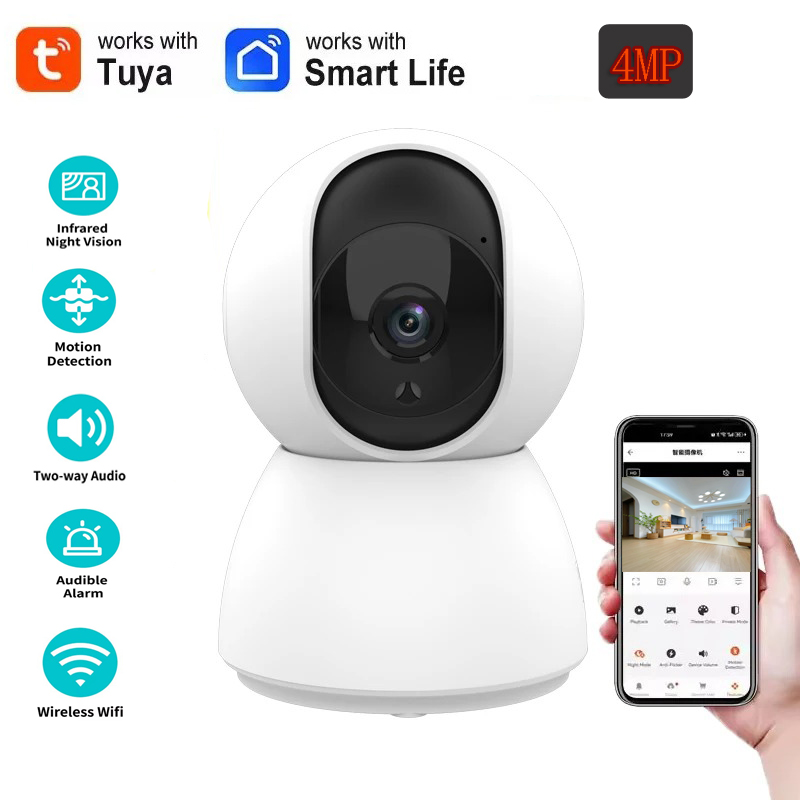 Smart Home Video - Taya 4MP Wi-Fi対応HDカメラ。スマートホーム、屋内、ワイヤレスIP監視カメラ、モバイル検知、セキュリティ、ベビーモニターに最適。