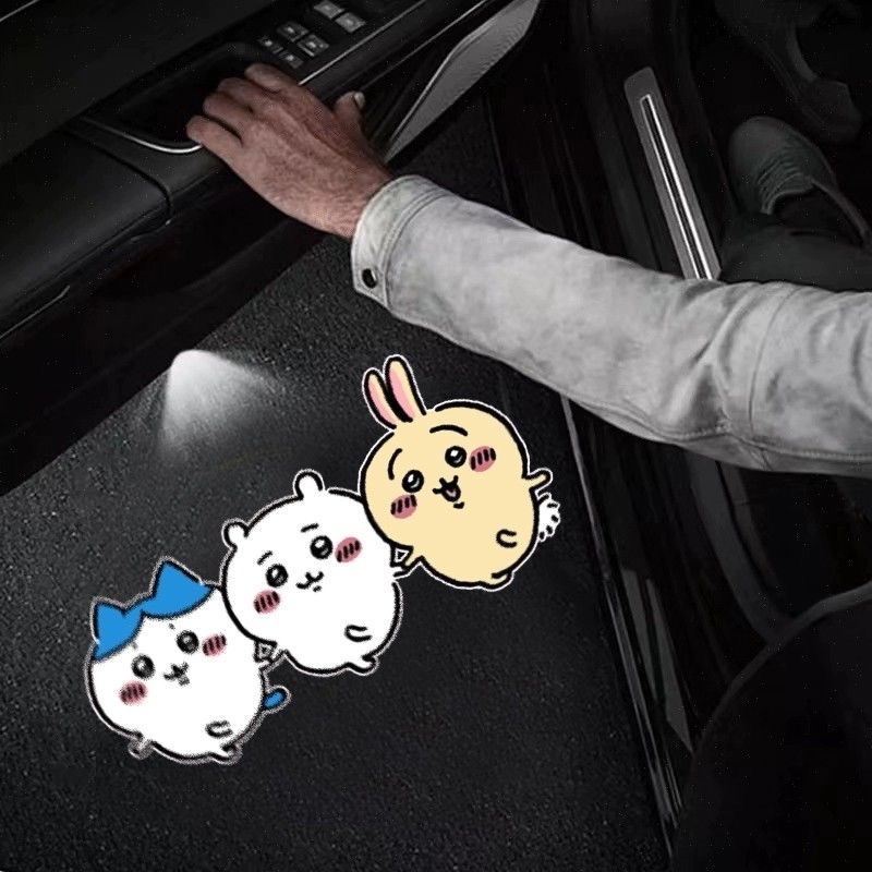 Wireless Door Sensor - ちいかわ ワイヤレス 車用ドアウェルカムライト かわいい オートセンサー搭載 床面投影ランプ