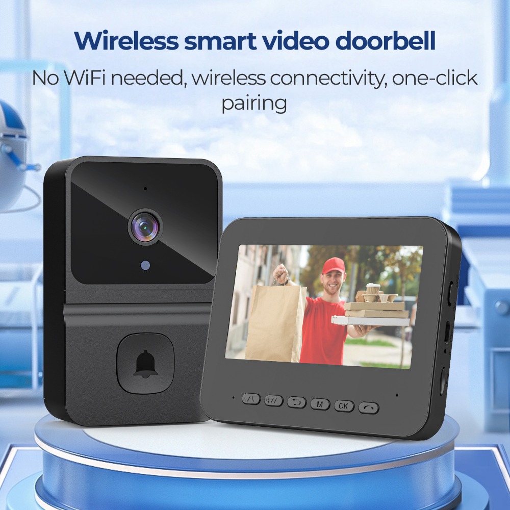 Smart Home Video - ワイヤレススマートビデオドアベル 4.3インチディスプレイ画面 ホーム双方向インターコム ビジュアルドアベル ビル用インターコムシステム