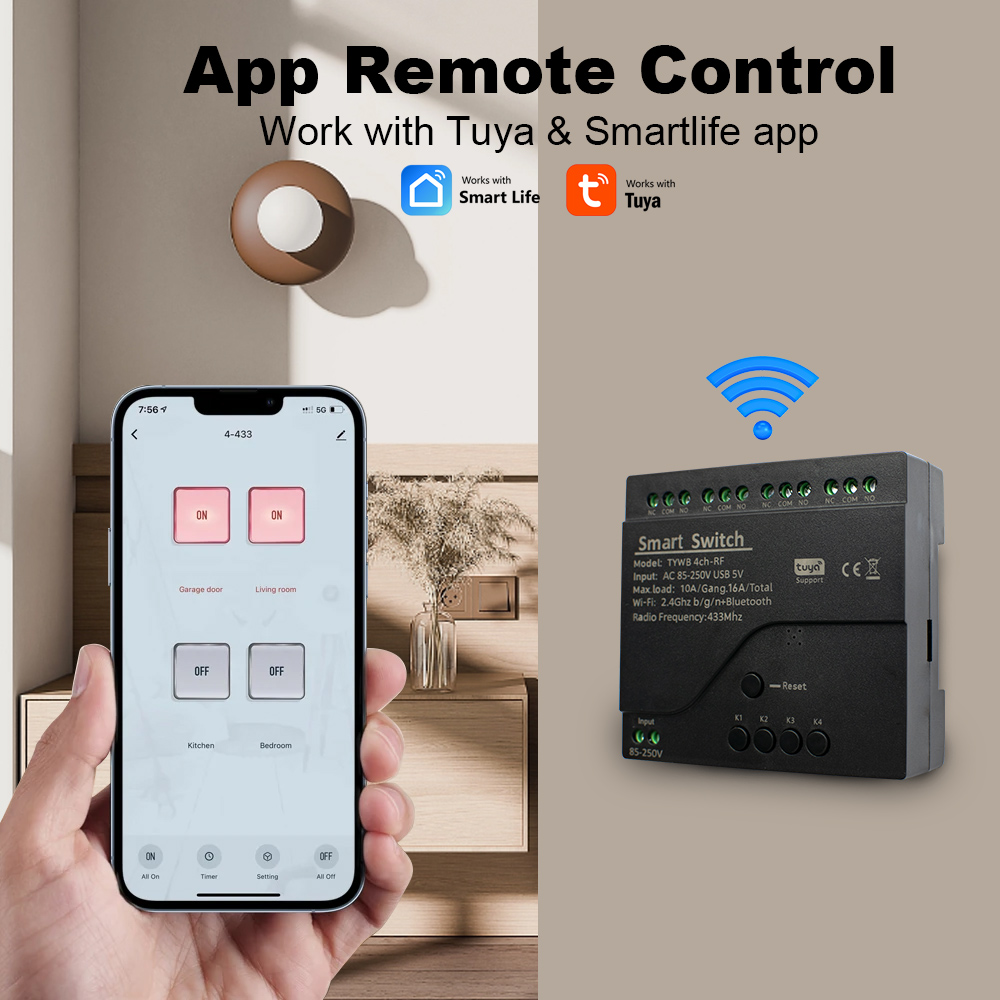 4CH Tuya スマートWiFiスイッチモジュール 12V - Universal Remote Smart Home のレビューと価格