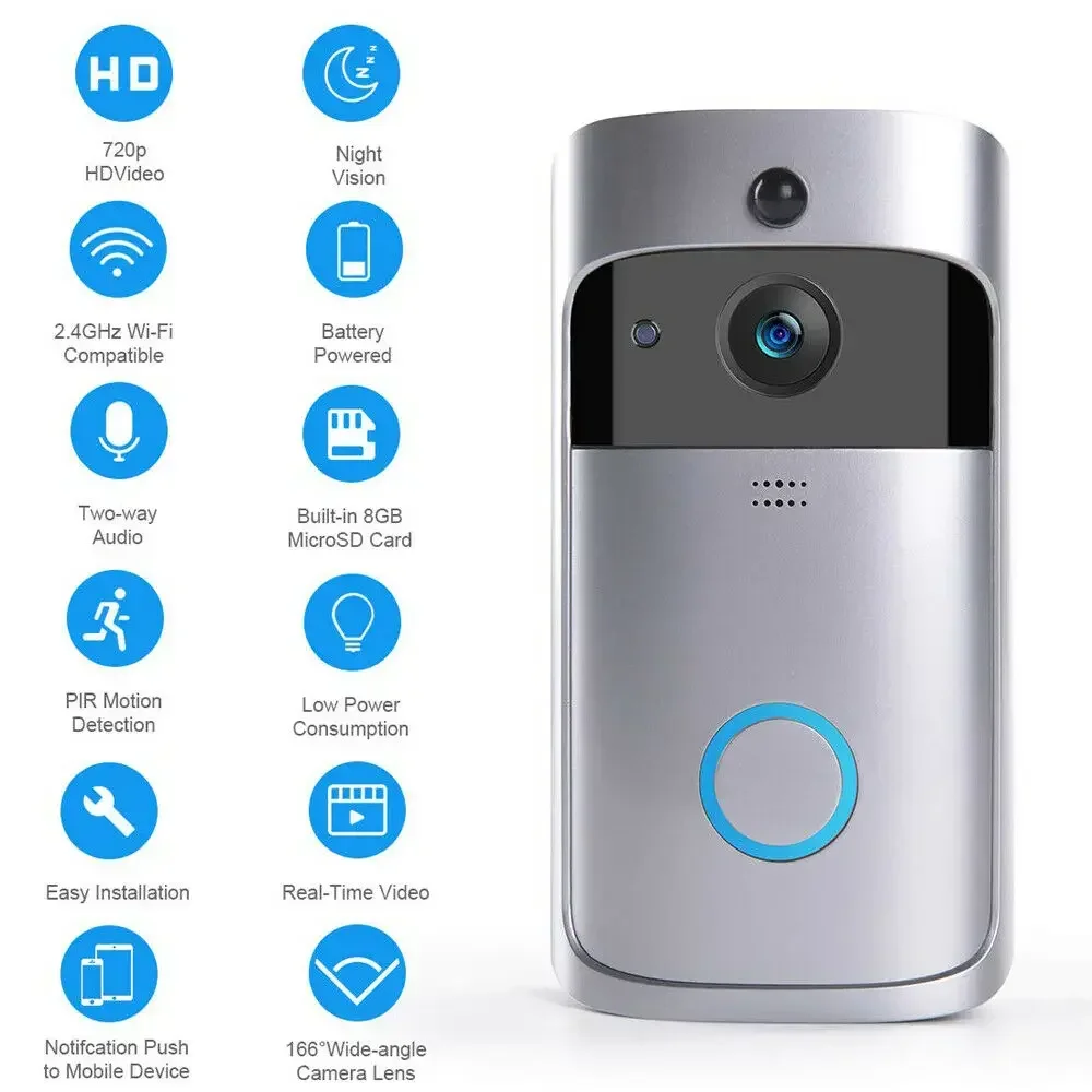 720P HDスマートホーム対応、ワイヤレスWi-Fiドアベ - Smart Home Video のレビューと価格