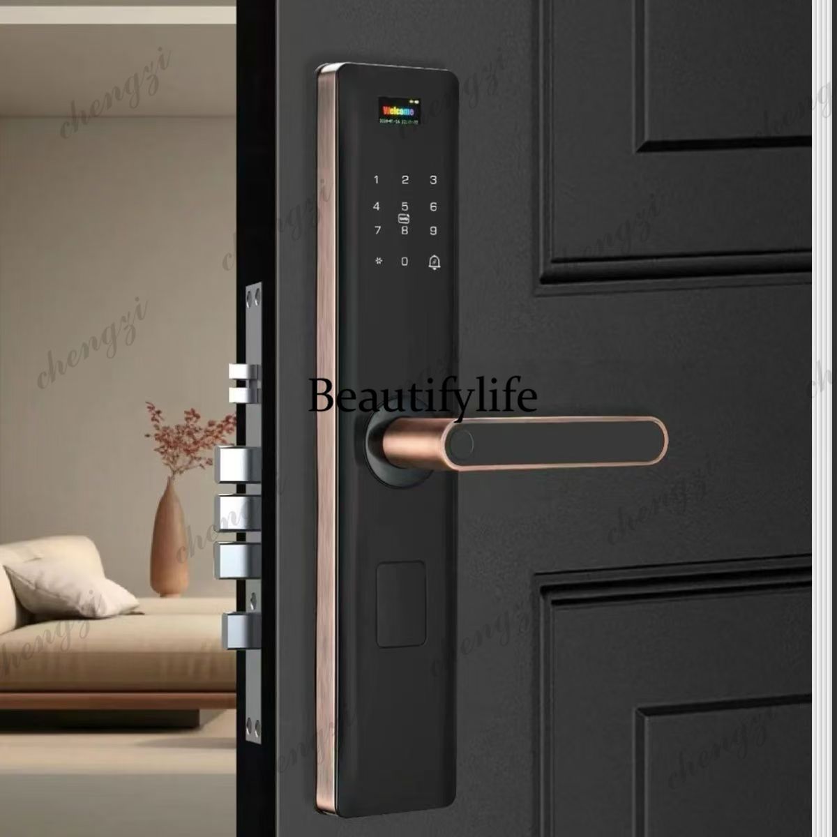 グラフィティデザインの指紋認証ロック、スマートロック、寝室の - Smart Home Door Lock のレビューと価格