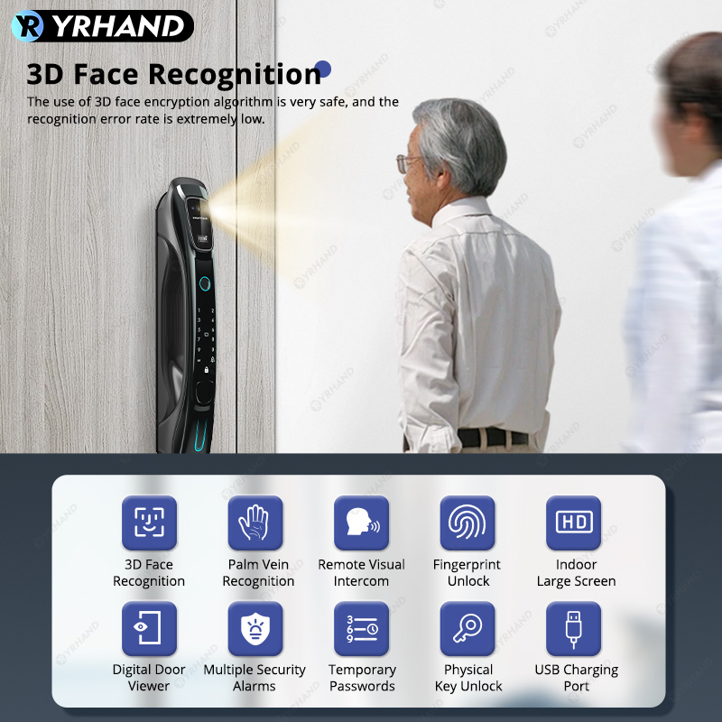 スマートロック、3D顔認識、手のひら静脈認証、指紋認証、Wi - Smart Home Door Lock のレビューと価格
